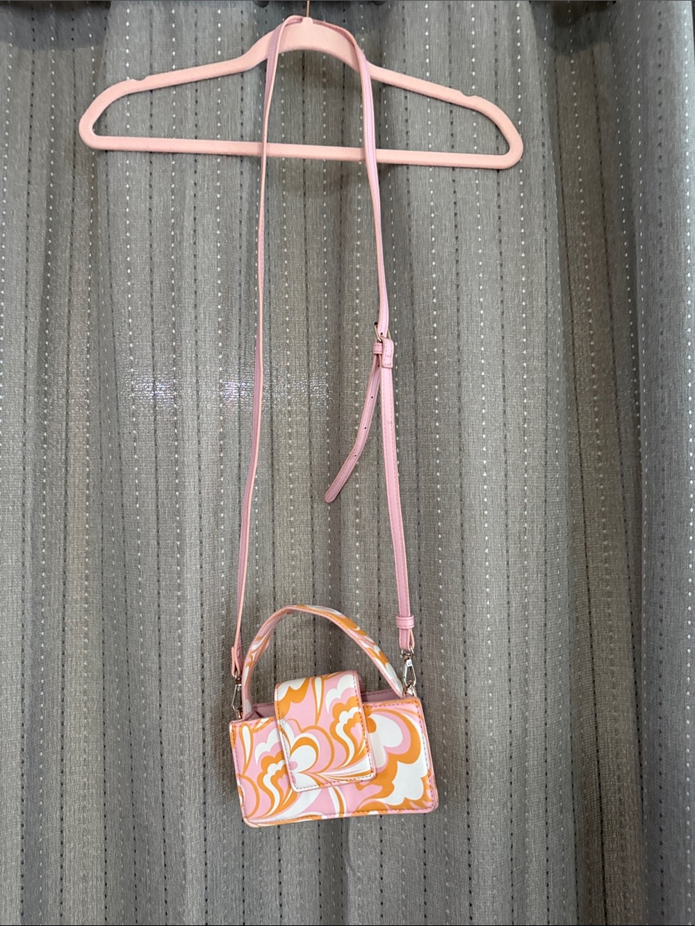 Pink & Orange Retro Mini Crossbody Bag with Top Handle